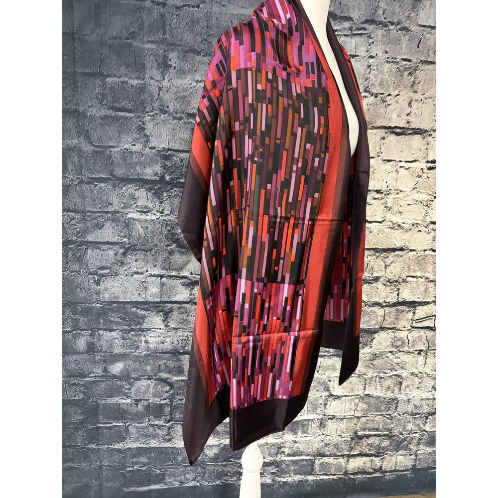 Per Se Scarf Womens One Size Multicolor Geometric 100% Silk Rectangle Wrap Shawl - Picture 2 of 9
